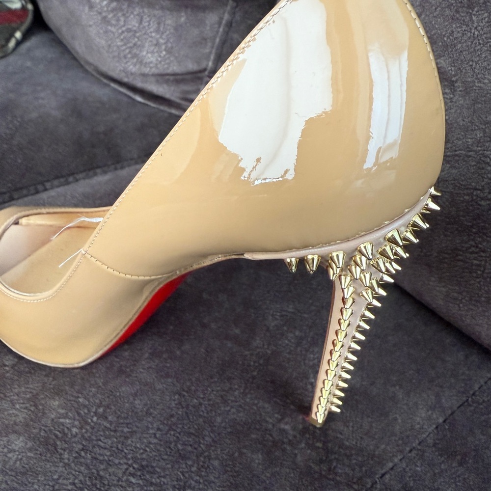 Christian Louboutin Nude and Red Spiked Heels - Picture 6 of 6